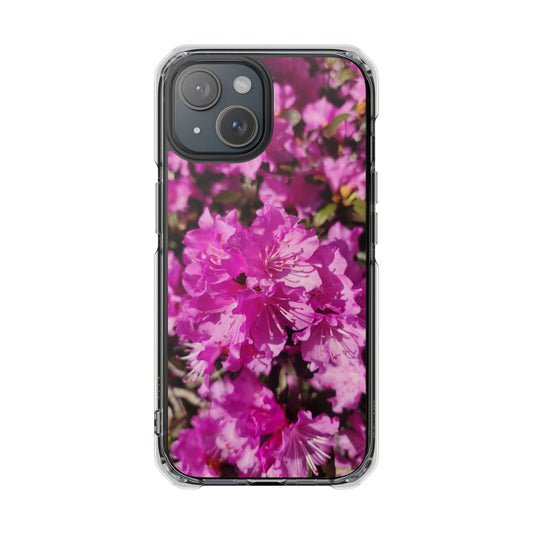 Pink Azalea Tough Clear Magnetic Phone Case — Floral Protective Phone Cover