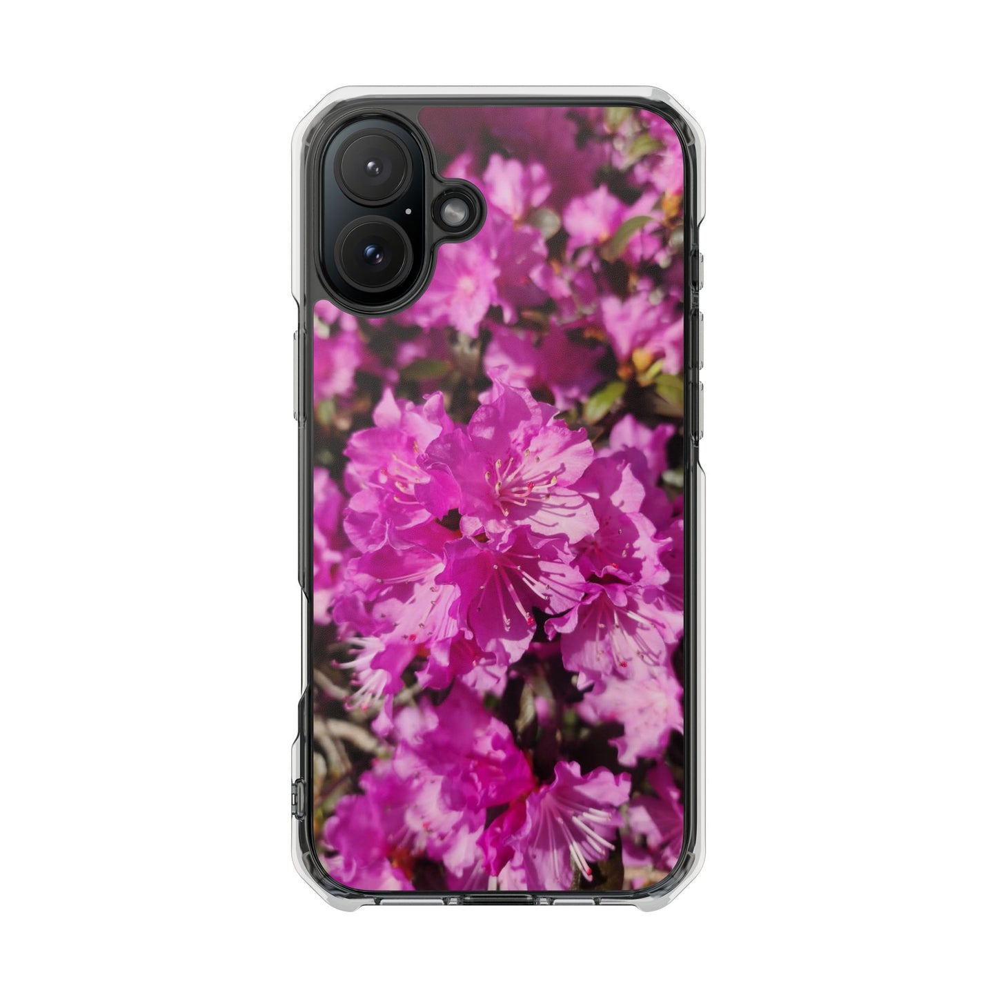 Pink Azalea Tough Clear Magnetic Phone Case — Floral Protective Phone Cover