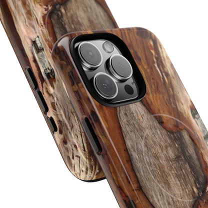 Rustic Bark Tough Magnetic Phone Case — Wood Texture Protective Phone Case