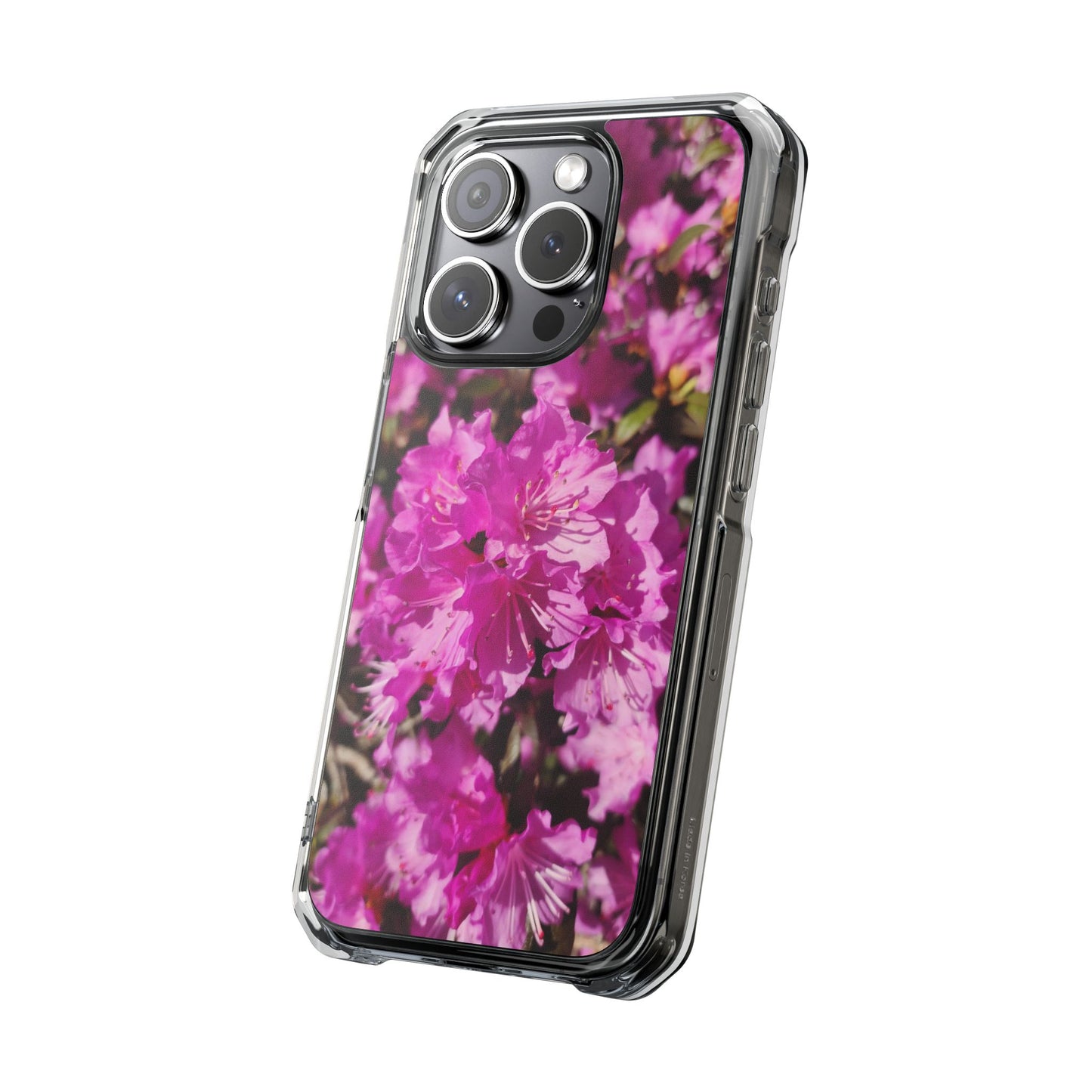 Pink Azalea Tough Clear Magnetic Phone Case — Floral Protective Phone Cover
