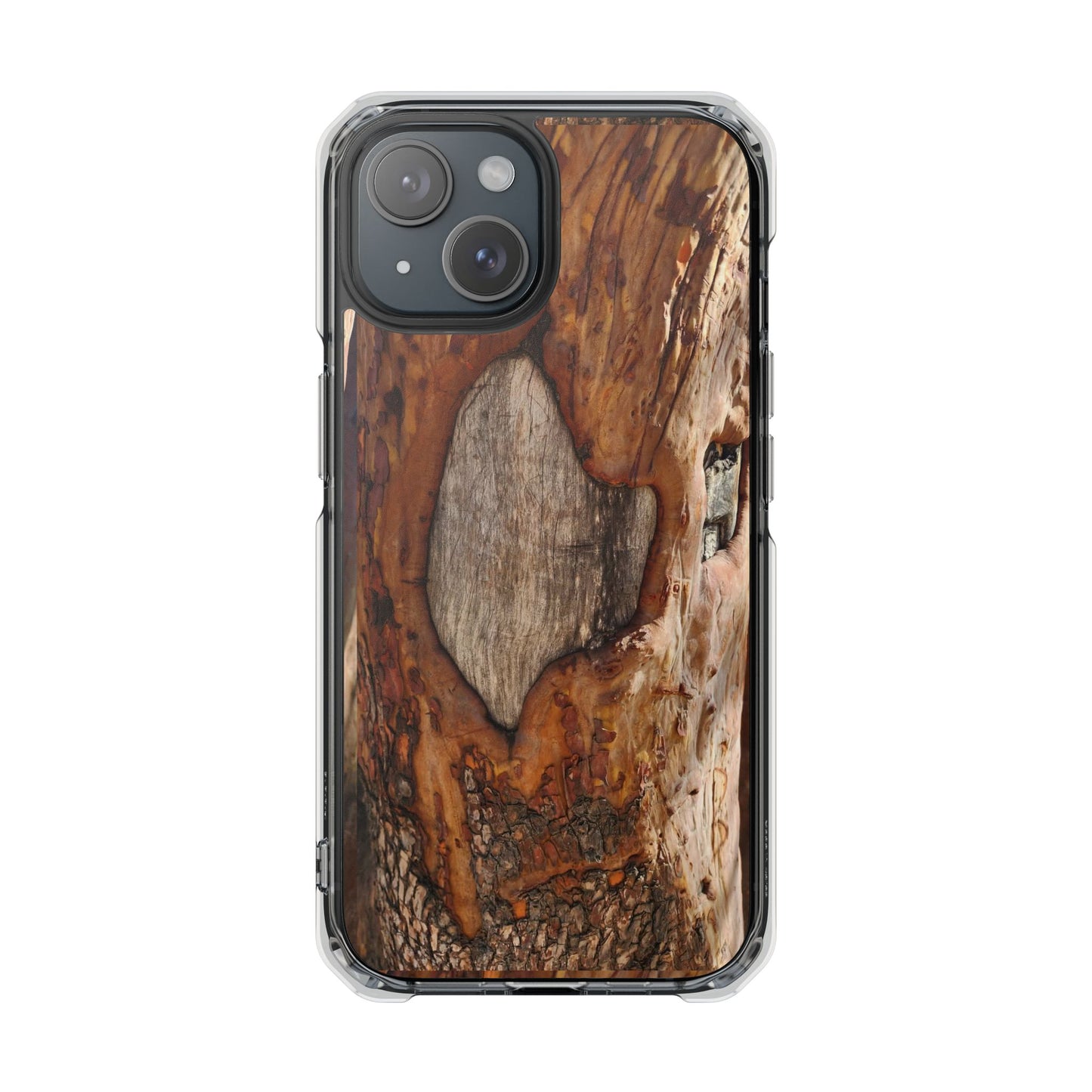 Rustic Bark Tough Clear Magnetic Phone Case — Wood Texture Protective Phone Case