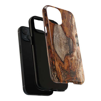 Rustic Bark Tough Magnetic Phone Case — Wood Texture Protective Phone Case