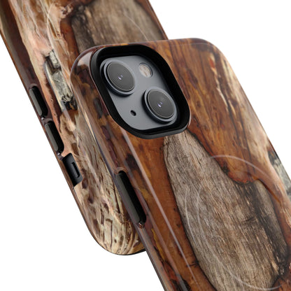 Rustic Bark Tough Magnetic Phone Case — Wood Texture Protective Phone Case