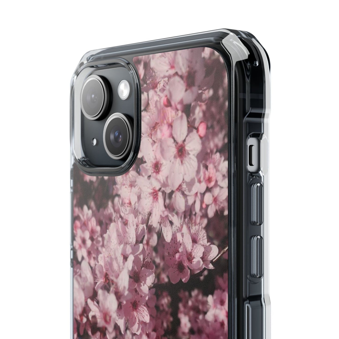 Cherry Blossom Tough Clear Magnetic Phone Case – Pink Floral Protective Phone Cover