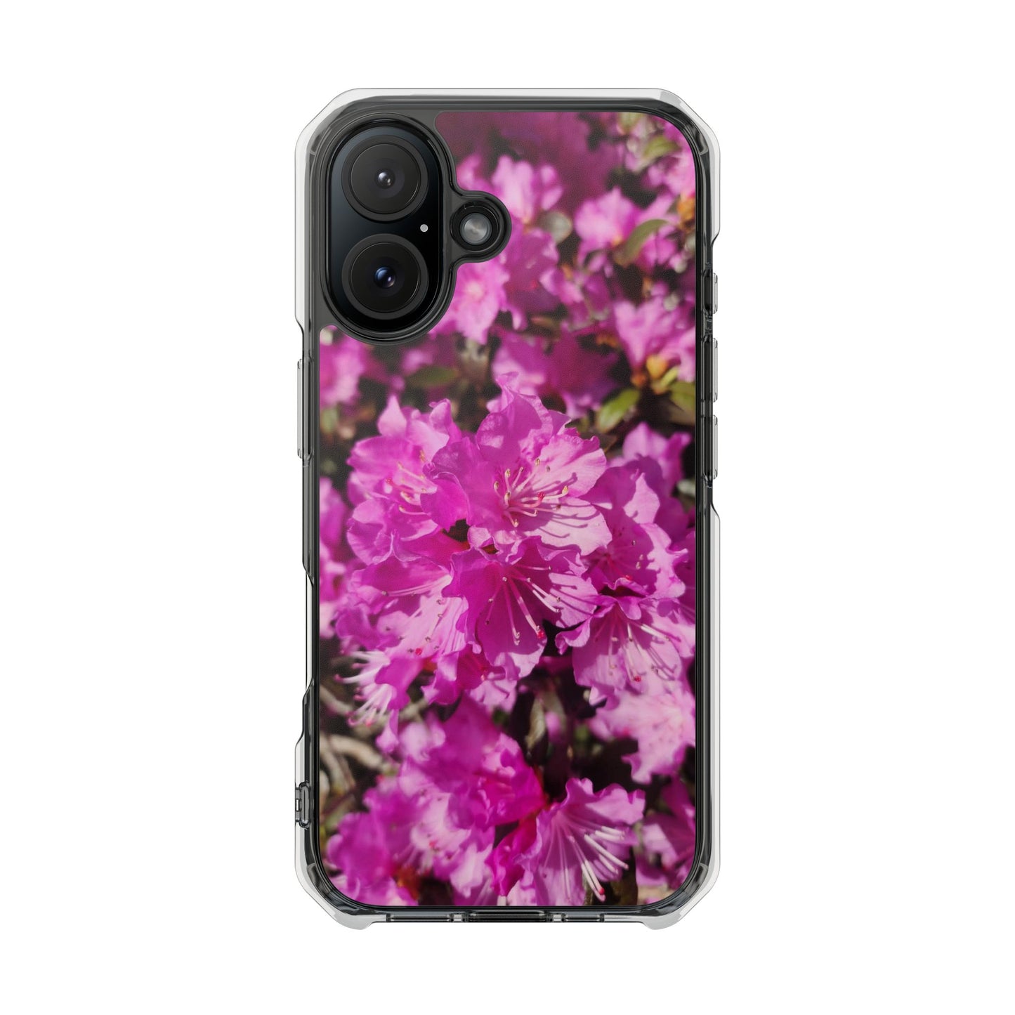 Pink Azalea Tough Clear Magnetic Phone Case — Floral Protective Phone Cover