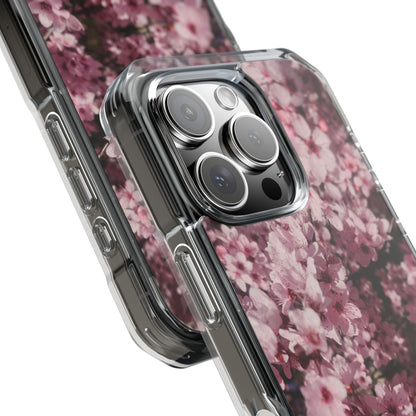 Cherry Blossom Tough Clear Magnetic Phone Case – Pink Floral Protective Phone Cover
