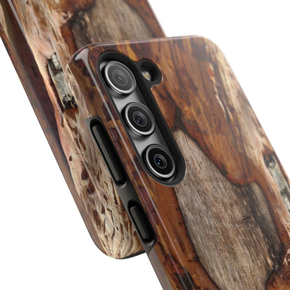 Rustic Bark Tough Phone Case — Wood Texture Protective Phone Case