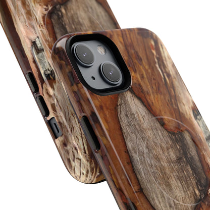 Rustic Bark Tough Magnetic Phone Case — Wood Texture Protective Phone Case