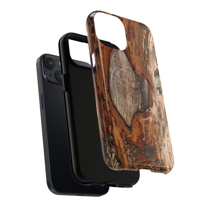Rustic Bark Tough Magnetic Phone Case — Wood Texture Protective Phone Case