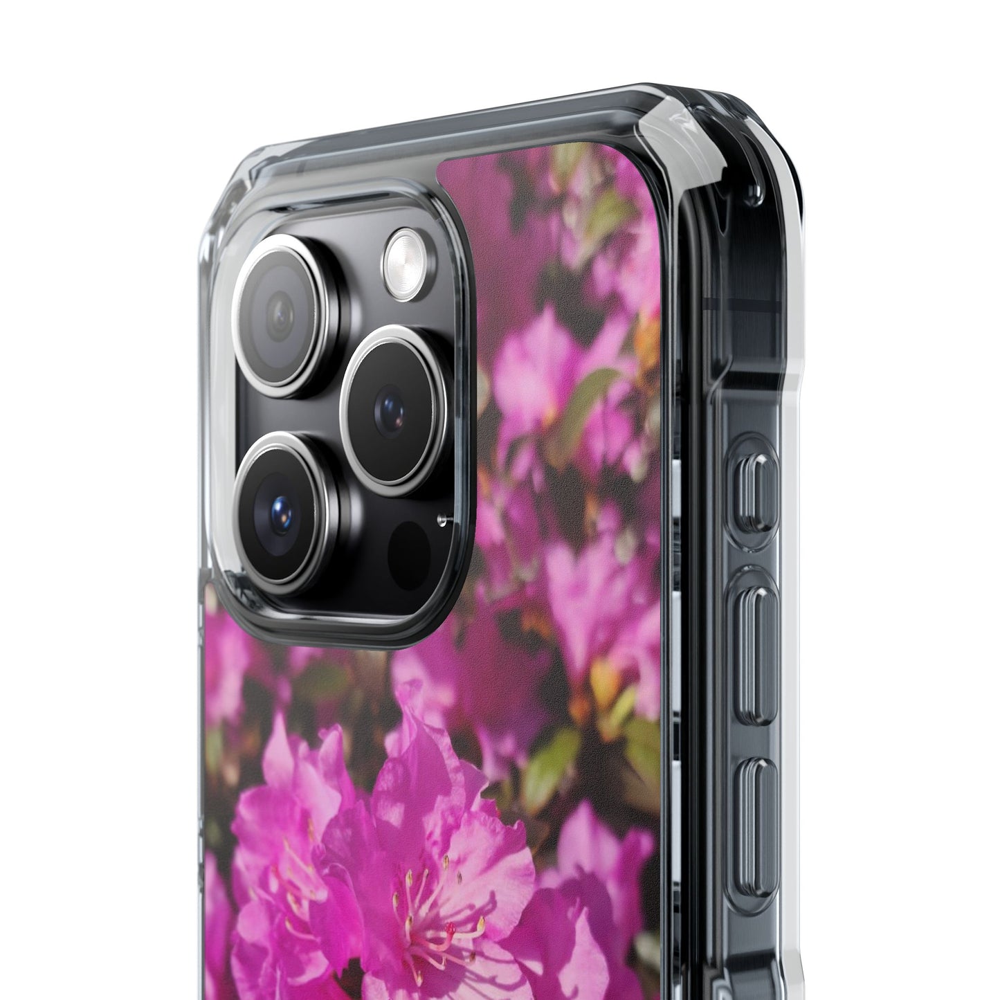 Pink Azalea Tough Clear Magnetic Phone Case — Floral Protective Phone Cover