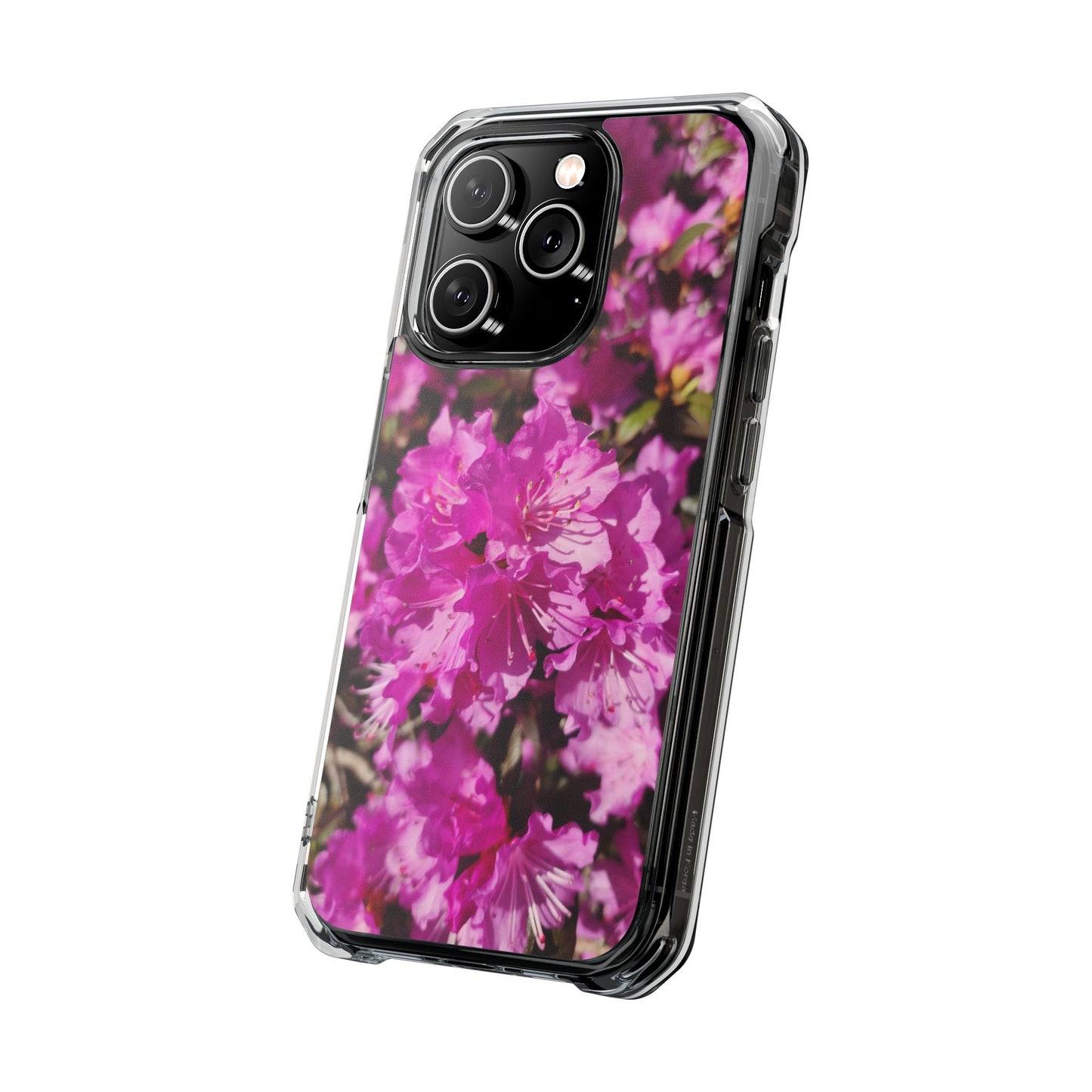 Pink Azalea Tough Clear Magnetic Phone Case — Floral Protective Phone Cover