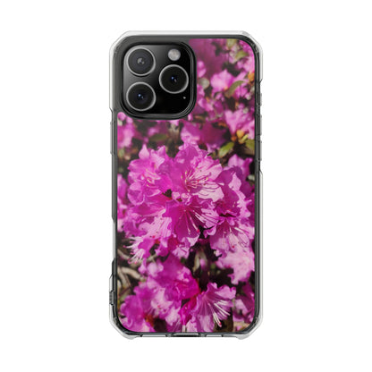 Pink Azalea Tough Clear Magnetic Phone Case — Floral Protective Phone Cover