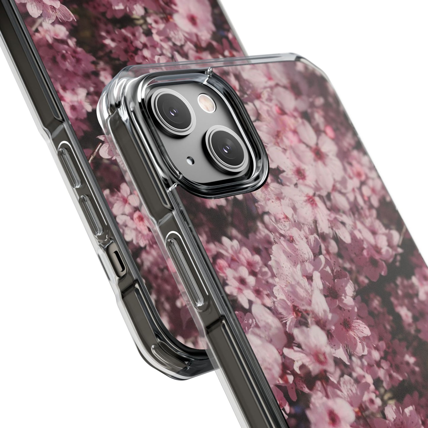 Cherry Blossom Tough Clear Magnetic Phone Case – Pink Floral Protective Phone Cover