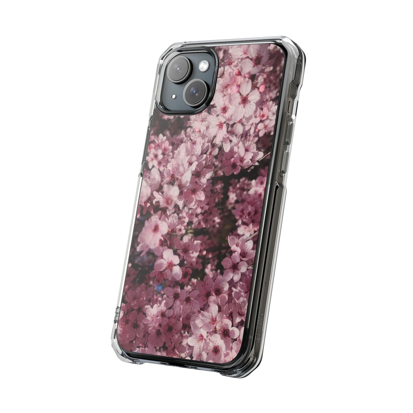 Cherry Blossom Tough Clear Magnetic Phone Case – Pink Floral Protective Phone Cover