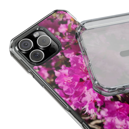 Pink Azalea Tough Clear Magnetic Phone Case — Floral Protective Phone Cover