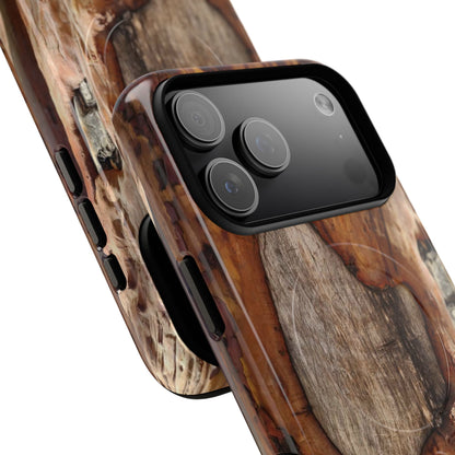 Rustic Bark Tough Magnetic Phone Case — Wood Texture Protective Phone Case