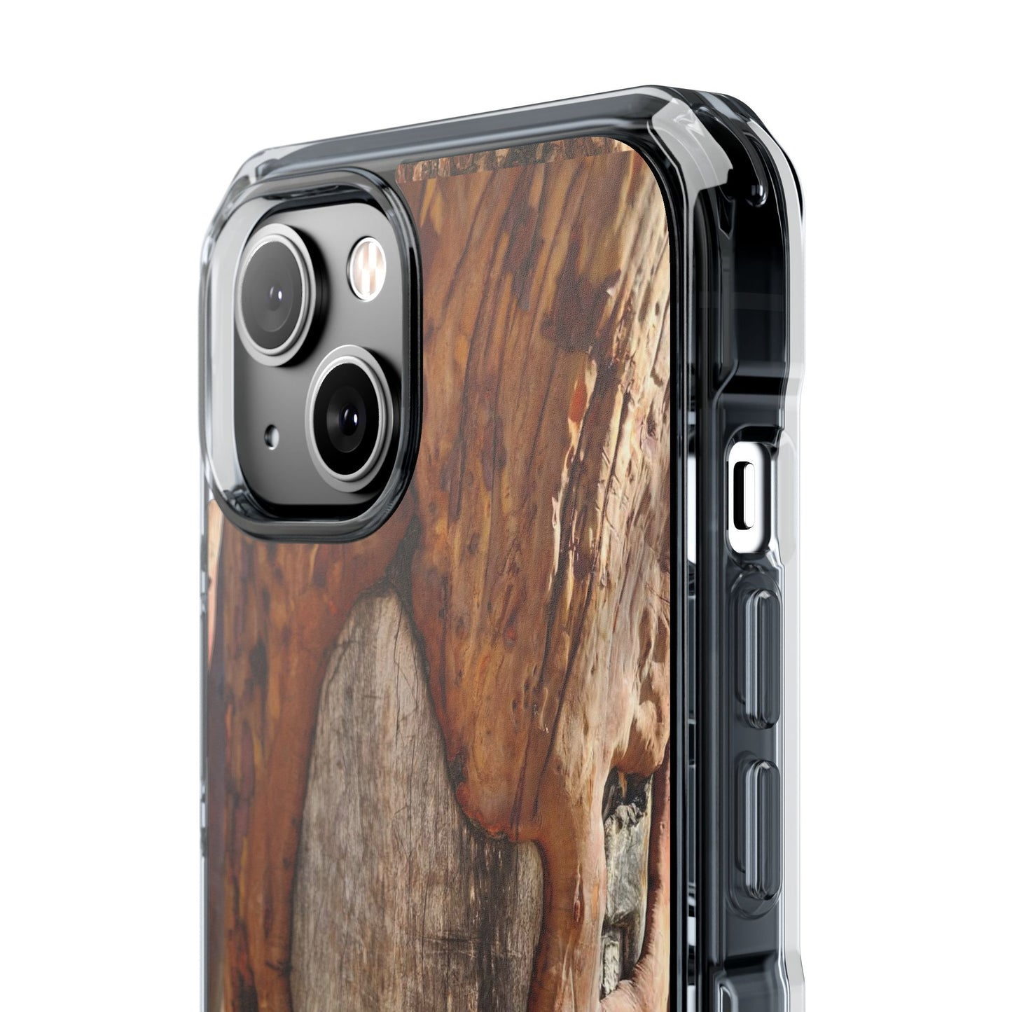 Rustic Bark Tough Clear Magnetic Phone Case — Wood Texture Protective Phone Case