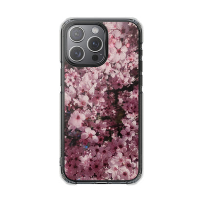 Cherry Blossom Tough Clear Magnetic Phone Case – Pink Floral Protective Phone Cover