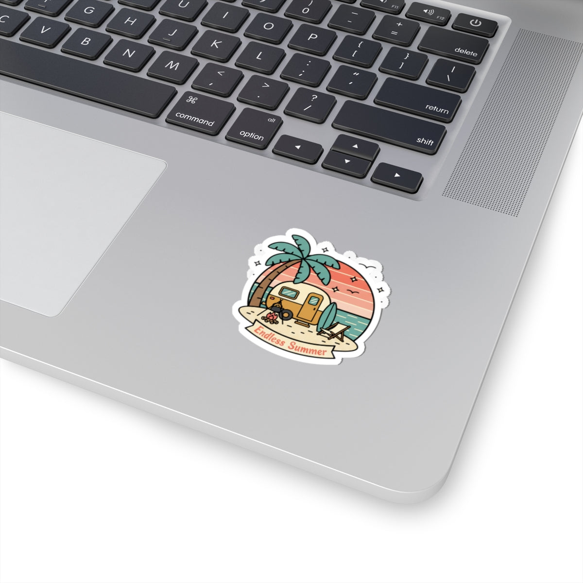 Endless Summer Camper Sticker — Retro Beach Kiss-Cut Decal