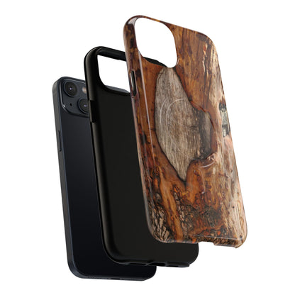 Rustic Bark Tough Magnetic Phone Case — Wood Texture Protective Phone Case