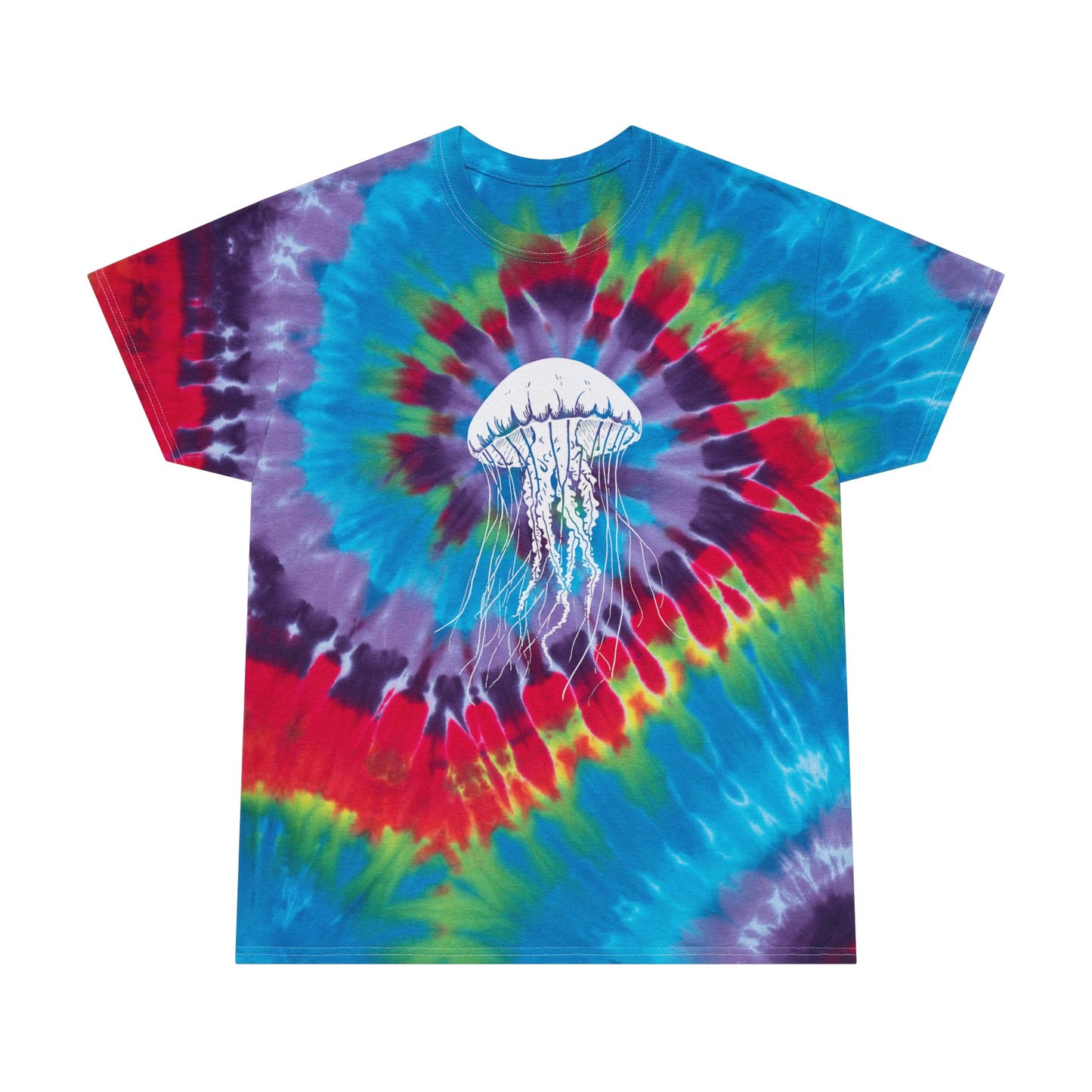 Tie-Dye Spiral Jellyfish T-Shirt — Vibrant Psychedelic Tee for Beach, Festival & Summer