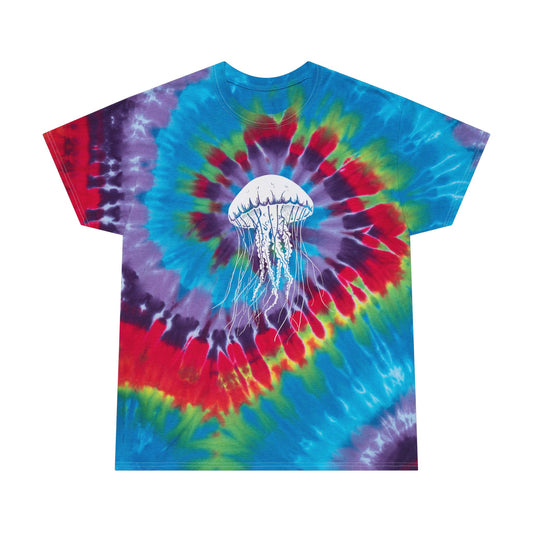 Tie-Dye Spiral Jellyfish T-Shirt — Vibrant Psychedelic Tee for Beach, Festival & Summer
