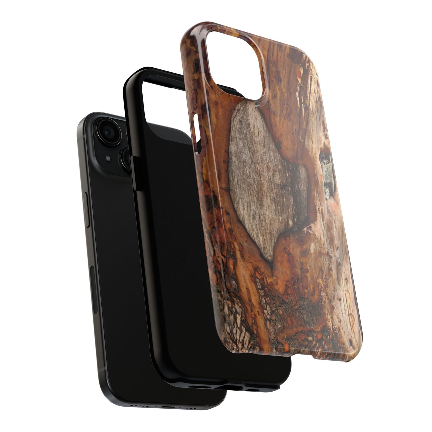 Rustic Bark Tough Phone Case — Wood Texture Protective Phone Case