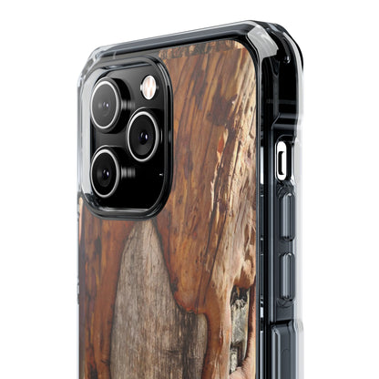 Rustic Bark Tough Clear Magnetic Phone Case — Wood Texture Protective Phone Case