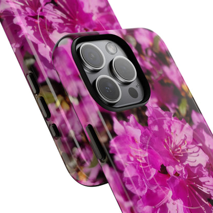 Pink Azalea Tough Magnetic Phone Case — Floral Protective Phone Cover