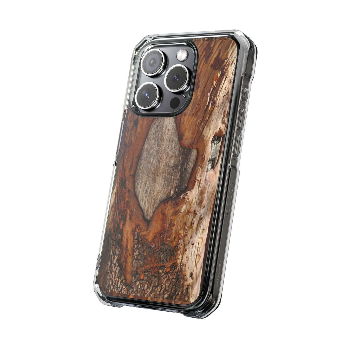 Rustic Bark Tough Clear Magnetic Phone Case — Wood Texture Protective Phone Case