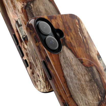 Rustic Bark Tough Magnetic Phone Case — Wood Texture Protective Phone Case