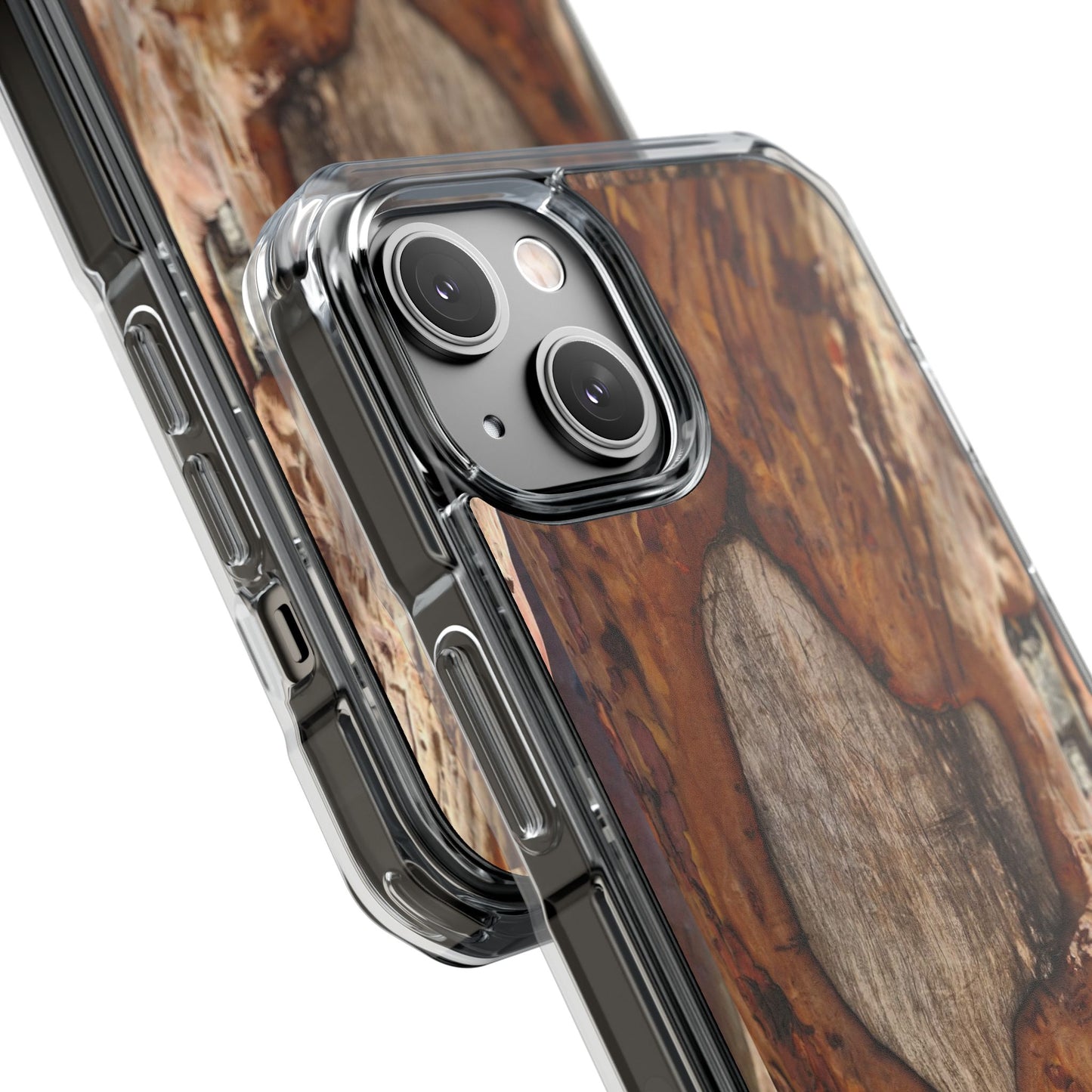 Rustic Bark Tough Clear Magnetic Phone Case — Wood Texture Protective Phone Case