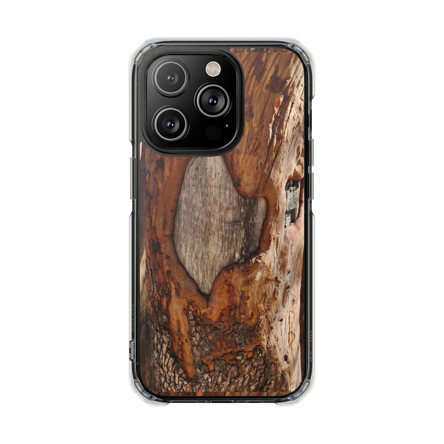 Rustic Bark Tough Clear Magnetic Phone Case — Wood Texture Protective Phone Case