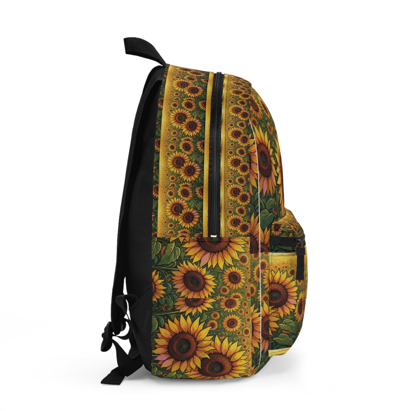 Sunflower Field Backpack — Bright Floral School & Travel Bag