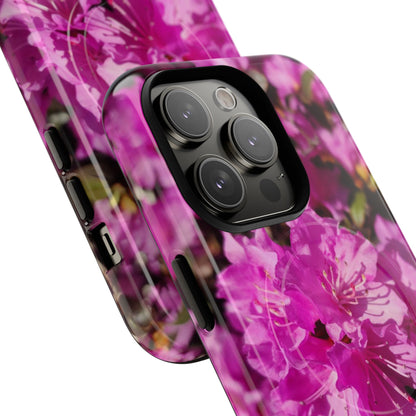 Pink Azalea Tough Magnetic Phone Case — Floral Protective Phone Cover