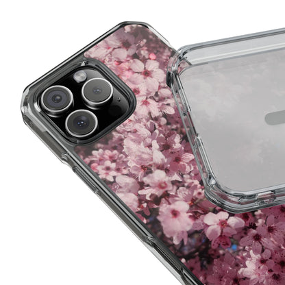 Cherry Blossom Tough Clear Magnetic Phone Case – Pink Floral Protective Phone Cover