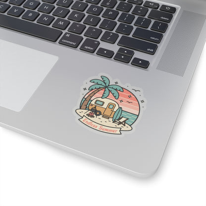 Endless Summer Camper Sticker — Retro Beach Kiss-Cut Decal