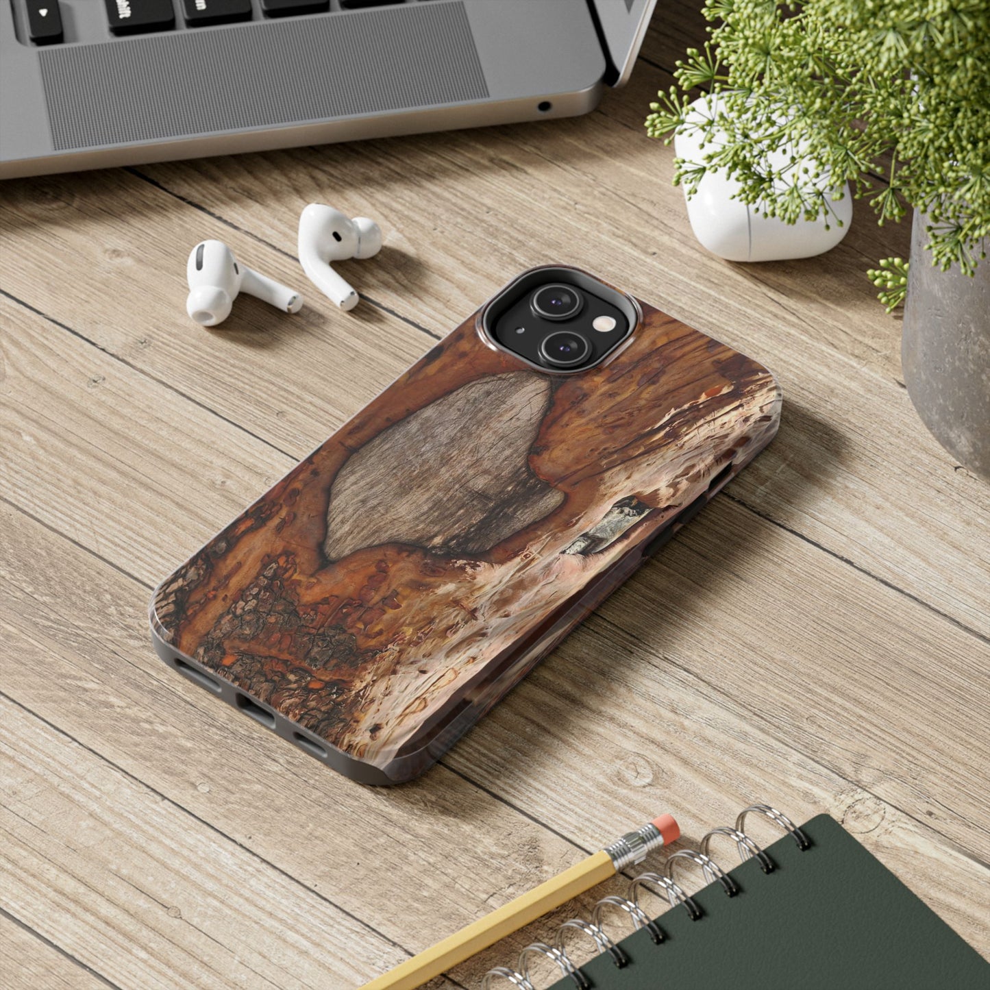 Rustic Bark Tough Phone Case — Wood Texture Protective Phone Case