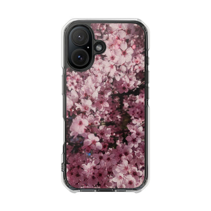 Cherry Blossom Tough Clear Magnetic Phone Case – Pink Floral Protective Phone Cover