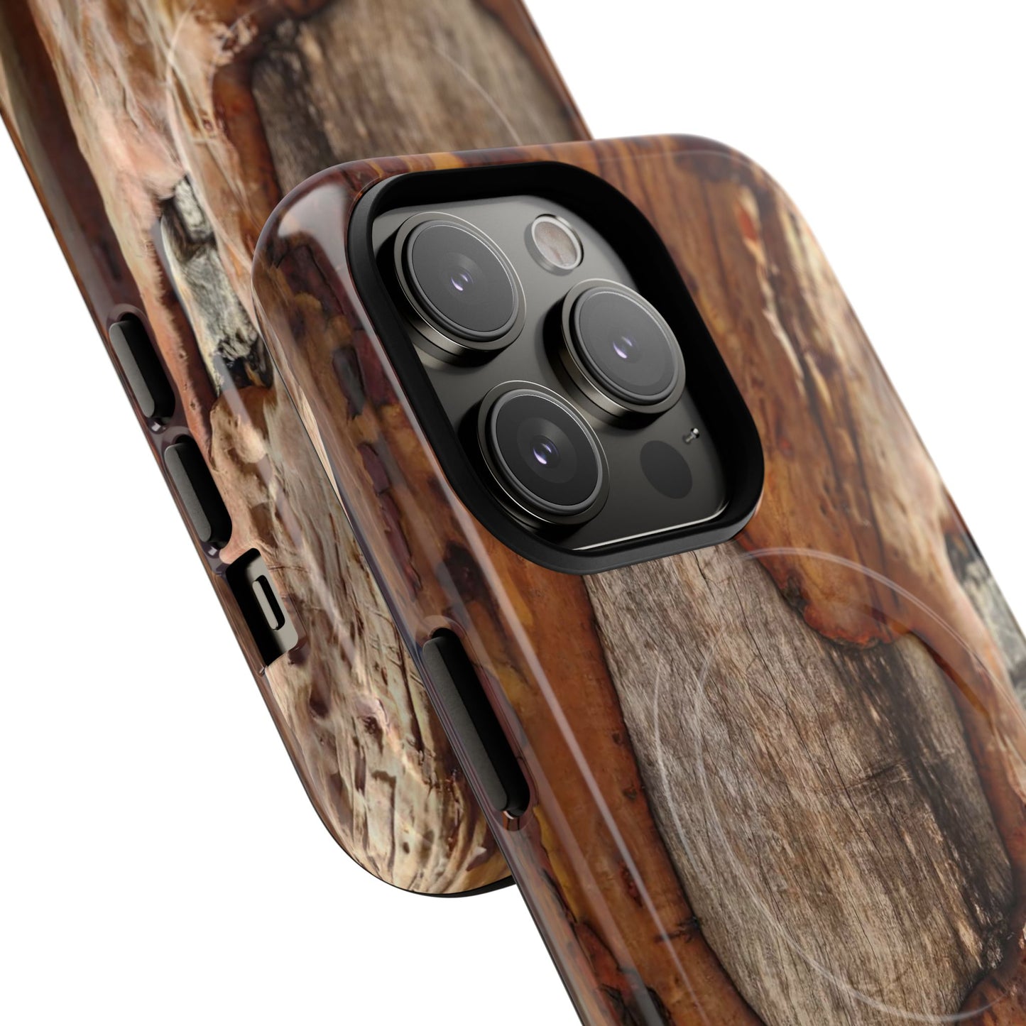 Rustic Bark Tough Magnetic Phone Case — Wood Texture Protective Phone Case