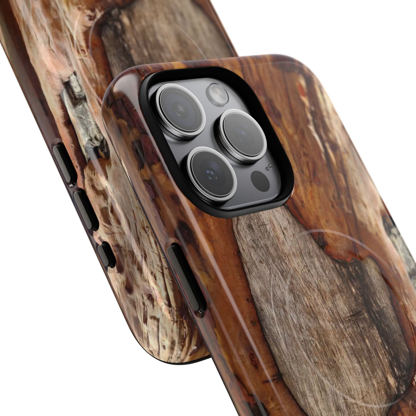 Rustic Bark Tough Magnetic Phone Case — Wood Texture Protective Phone Case