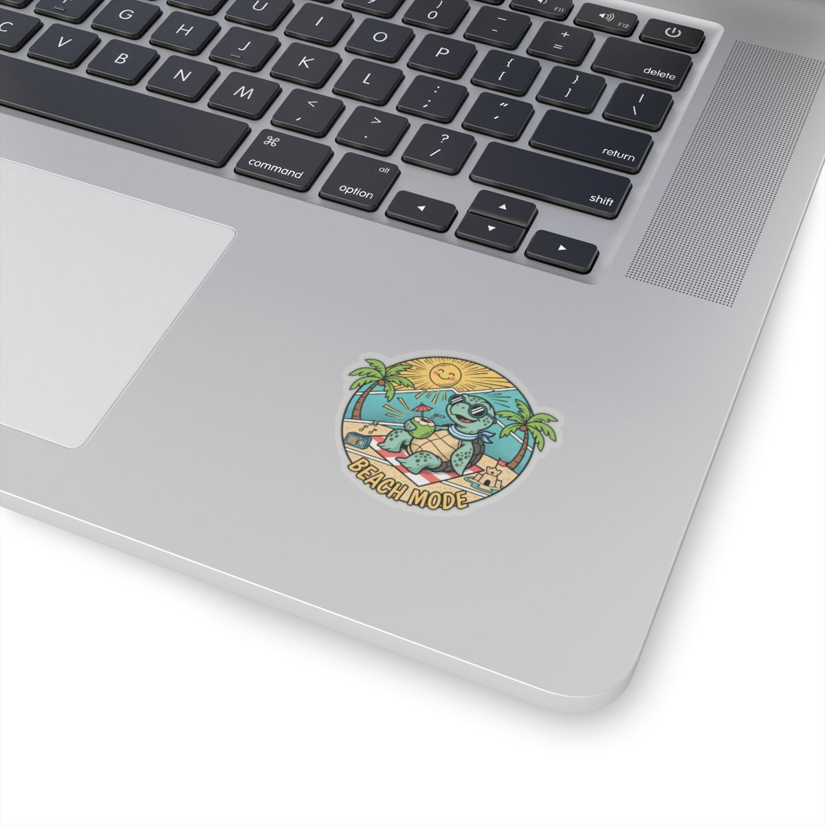 Beach Mode Turtle Sticker — Cute Summer Beach Vibes Kiss-Cut Sticker