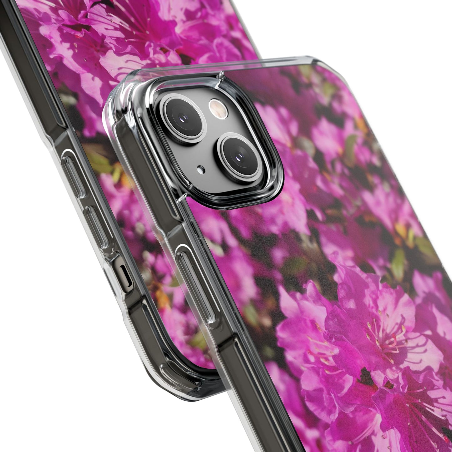 Pink Azalea Tough Clear Magnetic Phone Case — Floral Protective Phone Cover