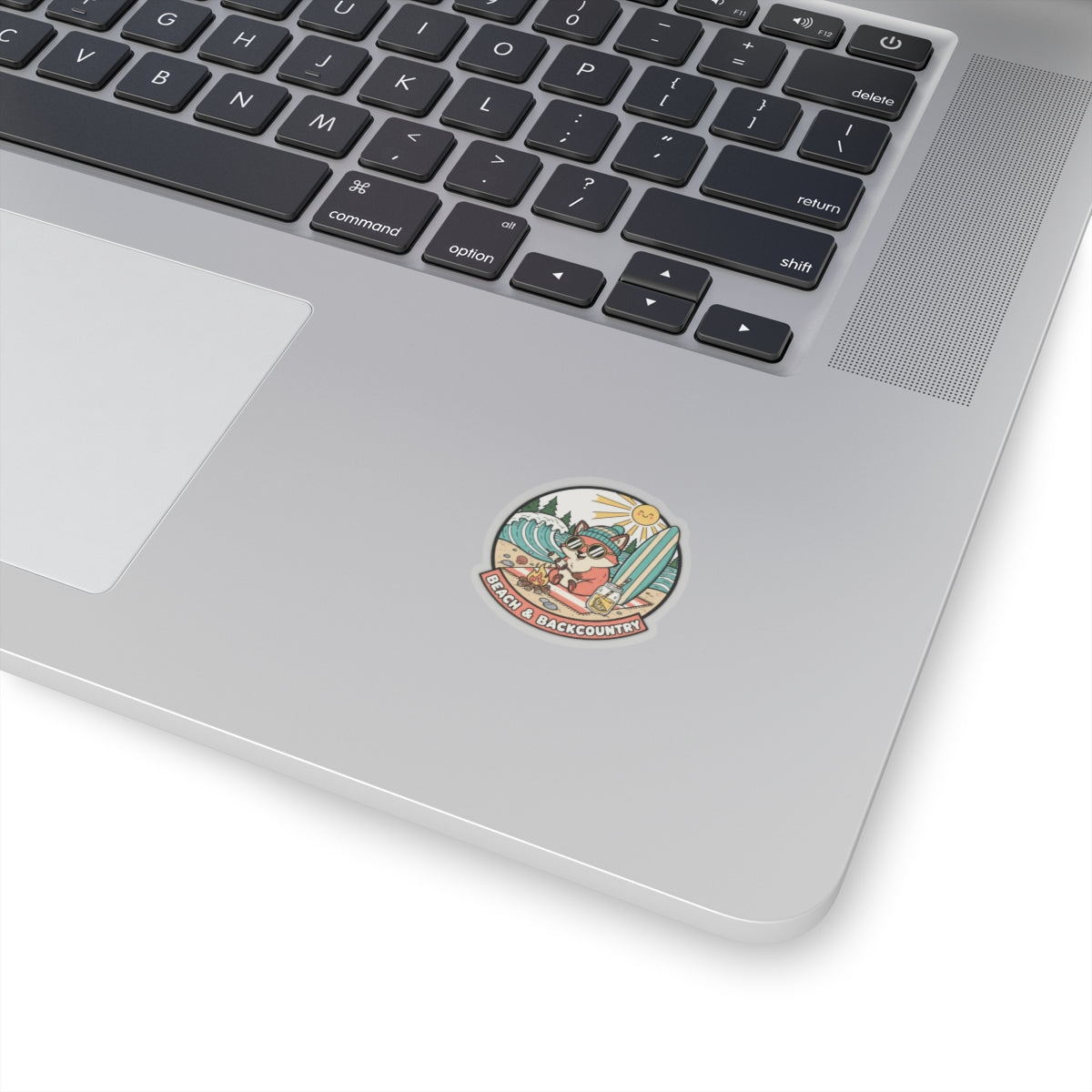Beach & Backcountry Surf Camper Sticker — Kiss-Cut Vinyl Outdoor Adventure Laptop Decal