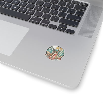 Beach & Backcountry Surf Camper Sticker — Kiss-Cut Vinyl Outdoor Adventure Laptop Decal