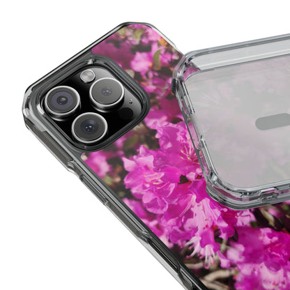 Pink Azalea Tough Clear Magnetic Phone Case — Floral Protective Phone Cover