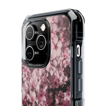 Cherry Blossom Tough Clear Magnetic Phone Case – Pink Floral Protective Phone Cover