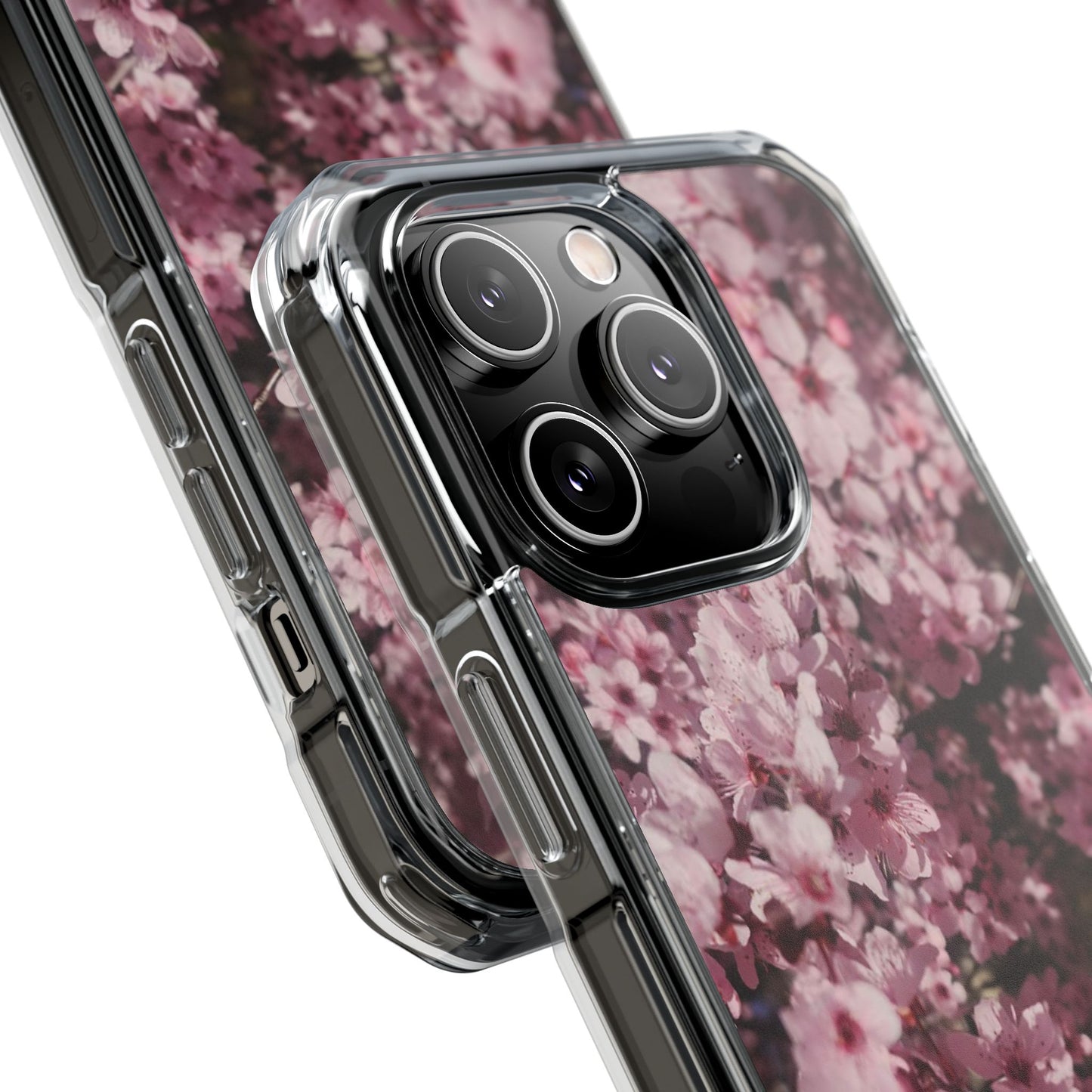 Cherry Blossom Tough Clear Magnetic Phone Case – Pink Floral Protective Phone Cover