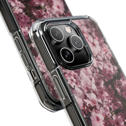 Cherry Blossom Tough Clear Magnetic Phone Case – Pink Floral Protective Phone Cover