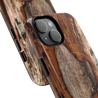 Rustic Bark Tough Magnetic Phone Case — Wood Texture Protective Phone Case